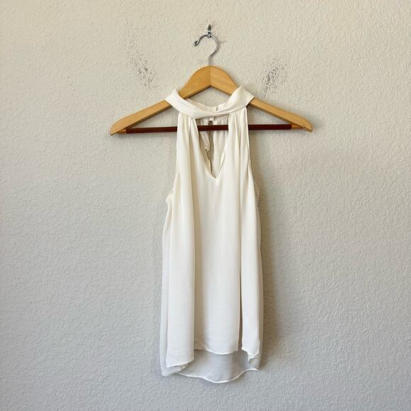 RAMY BROOK Trinity Choker Top Ivory Silk Sleeveless Halter Minimalist - Picture 1 of 13
